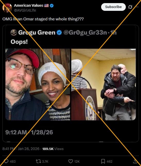 Altered image used to falsely claim 'staged' attack on Ilhan Omar