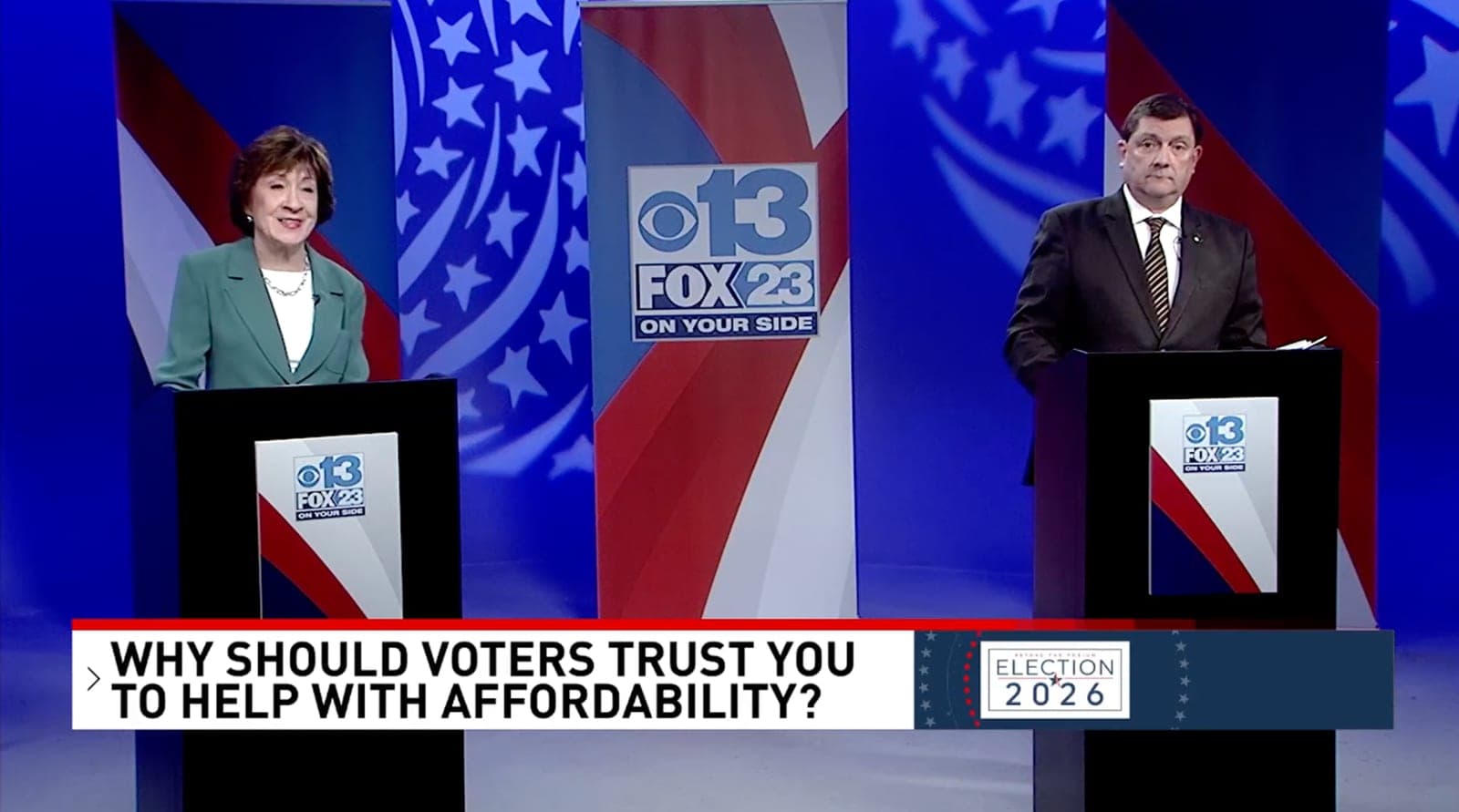 In first debate, Collins and Jackson blame each other for Mainers’ struggles