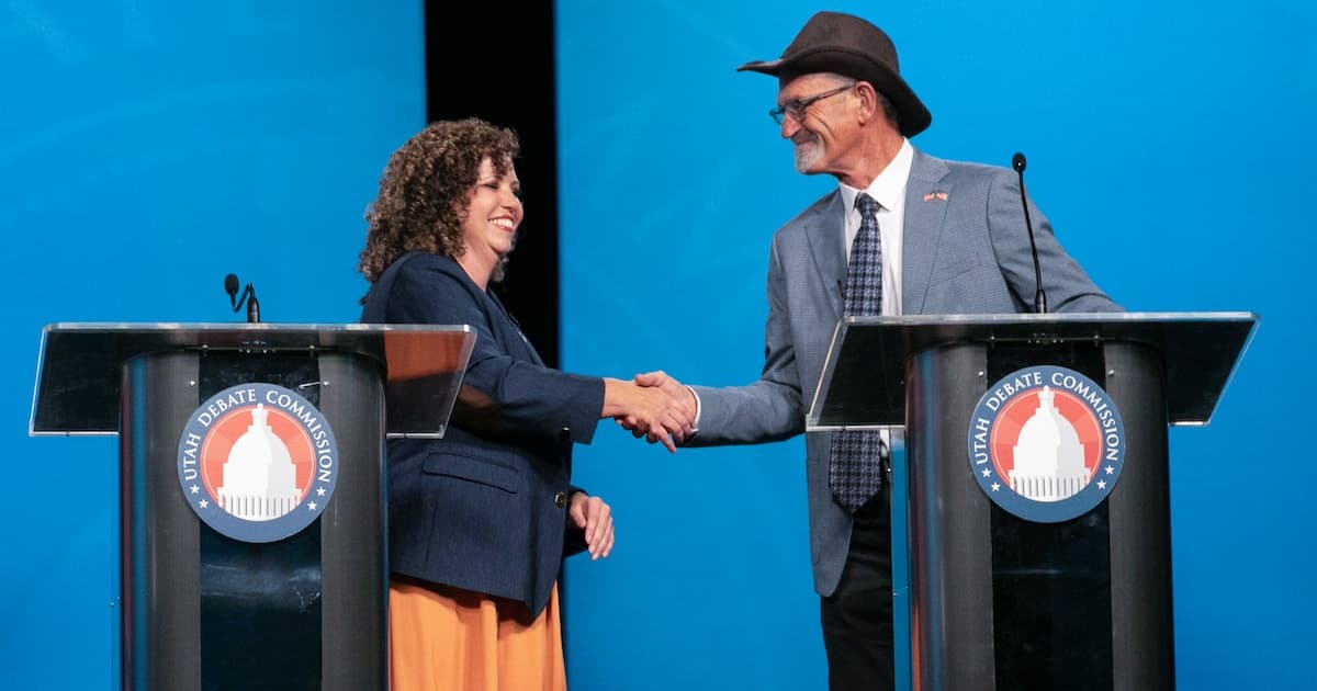 Celeste Maloy, Kent Udell debate monument downsizing, divvying up Colorado River water, regulating AI in first matchup ahead of midterm elections