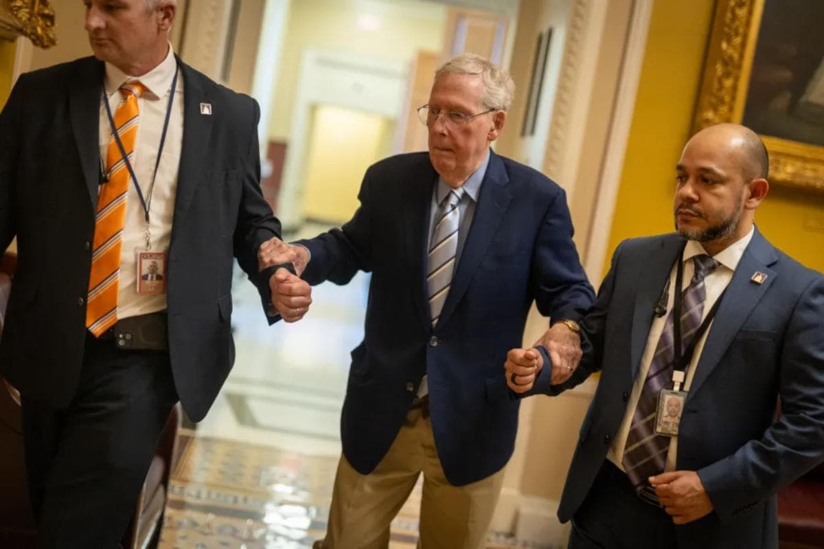 Mitch McConnell remains hospitalized but 'continues to improve' after health scare