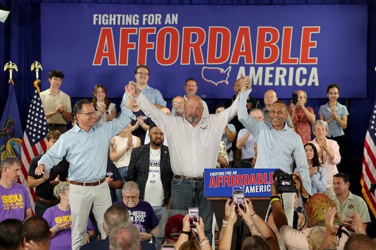 Hakeem Jeffries and Josh Shapiro rally for Democrat Bob Brooks in Lehigh Valley
