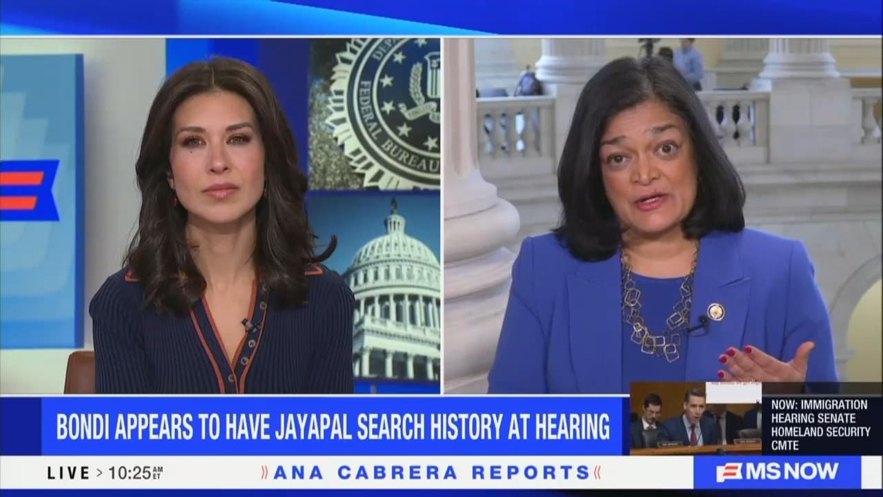 'We Need An Investigation': Jayapal Says She Confronted Mike Johnson Over DOJ Surveilling Her Epstein Searches